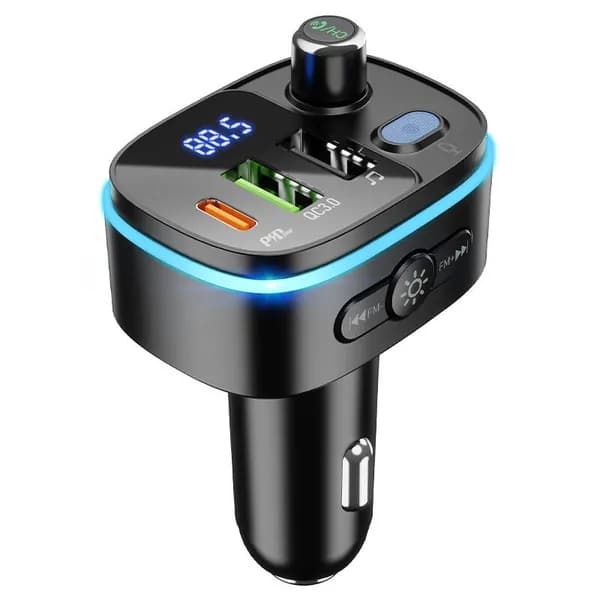 Автомобильное зарядное устройство с FM-трансмиттером Hoco E62 Fast, выход USB QC 18W и Type-C PD 20W, черное