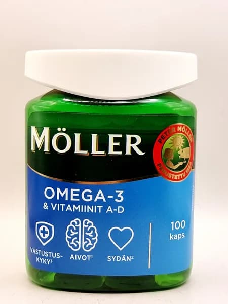 Moller Tupla Omega-3, Омега-3 с витаминами А-D, 100 капсул (Из Финляндии)