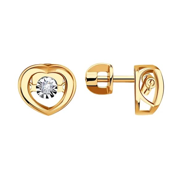 Золотые серьги DIAMANT-ONLINE с фианитом 585 пробы