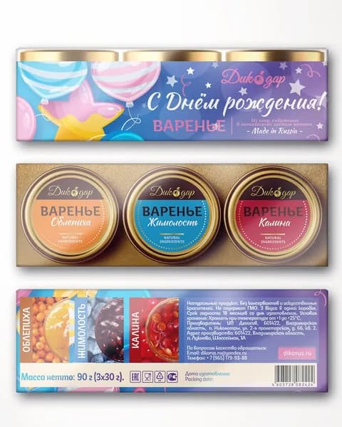 Подарочный набор варенья на день рождения, вкусный подарок