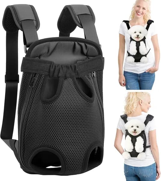 Рюкзак-шлейка для собак Black-pro-L, регулируемая передняя питомцев с толстой мягкой подкладкой в области нижней части, подходит малого и среднего размера весом 7-11 фунтов (примерно 3,2-5,0 кг),