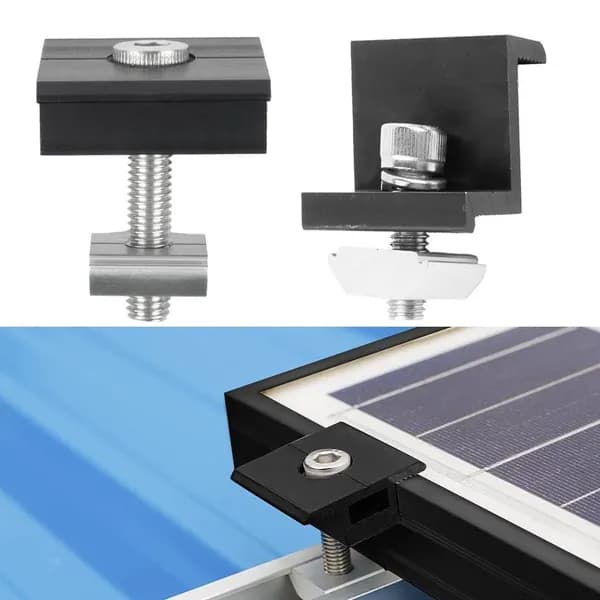 Кронштейн Панели Солнечных Батарей Для Крепления Концевого Зажима PV Средний Зажим Для Крепления 30 мм/35 мм Черный