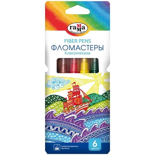 Гамма Фломастеры, классические, 6 цветов