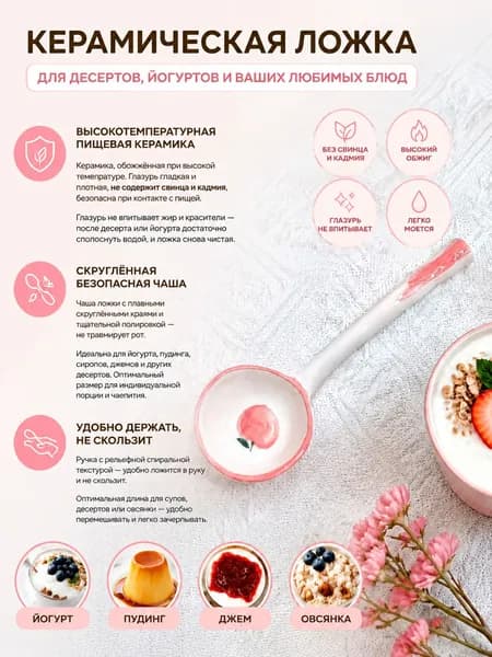 Ложка десертная 1 1 предм. белый, голубой
