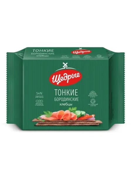 Щедрые Хлебцы хрустящие тонкие Бородинские, 170 гр/