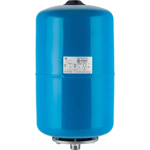 Расширительный бак, гидроаккумулятор STOUT STW-0001-000020 20 л вертикальный (цвет синий)