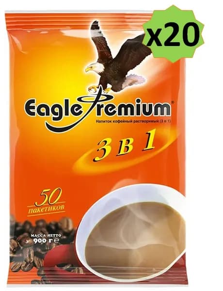 MacCoffee Eagle Premium МакКофе Игл Премиум 3-в-1, 50 пакетиков по 18 г х 20 уп.