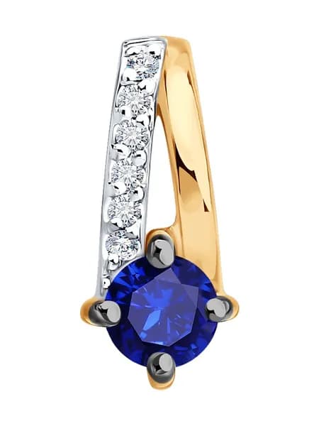 Diamant, Подвеска (кулон) из золота с бриллиантами и сапфиром, 51-230-01067-3, декоративные, украшение из красного золота 585 пробы