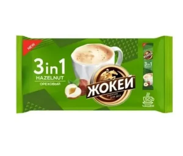 Жокей Кофейный напиток Ореховый, 3 в 1, 50 шт по 12 г в уп