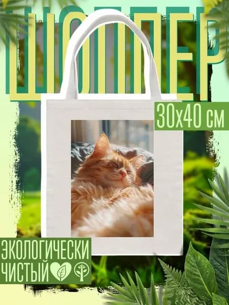 Сумка шоппер Спящий рыжий кот