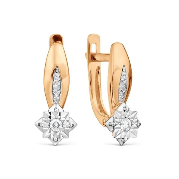 Серьги женские золоты 585 пробы с бриллиантами, KARATOV