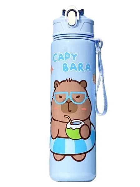 Пластиковая бутылка для воды с соломинкой мультяшный дизайн герой капибара 800 мл