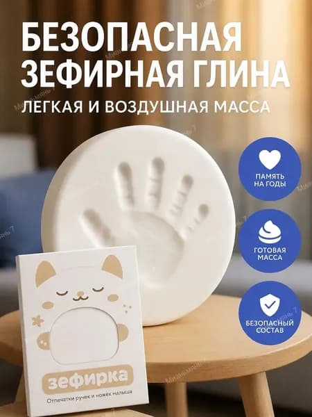 Зефирная глина для создания отпечатков и слепков ручек и ножек малыша, 100 гр