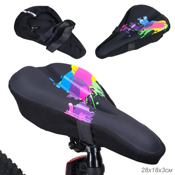 Чехол на велосипедное седло 28х18х3 см. COMIRON ONTARIO. Материал: Silicone-Sponge-PU leather. С затяжкой. Черный /уп 50/