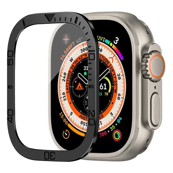 HD Закаленное стекло для Apple Watch Ultra 2 49 мм, Защитная пленка для экрана, Металлическая рамка с защитой от царапин