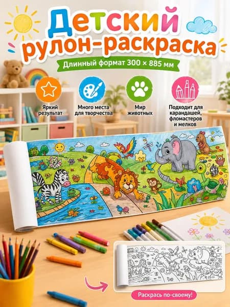 Детский рулон для творчества для рисования дома и в садике