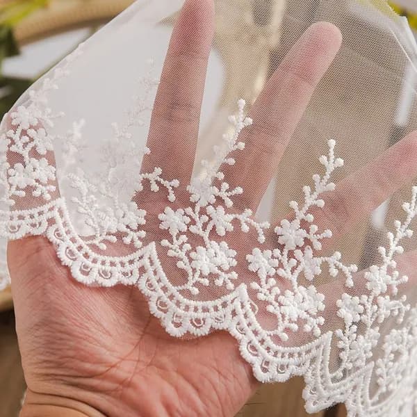Кружево на сетке,14 см в ширину, декоративные воланы на рукавах и горловине юбки, домашний декор DIY
