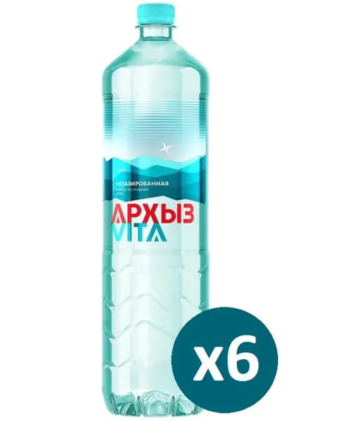 Вода минеральная Архыз 6 шт. по 1,5л, негазированная, пэт