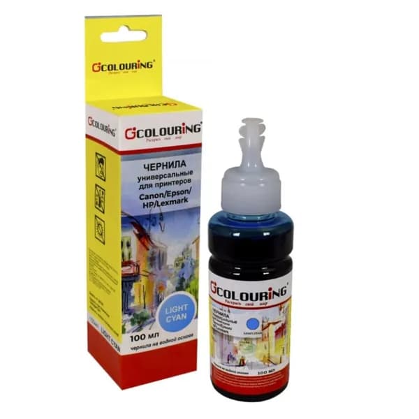 Чернила для Canon/Epson/HP/Lexmark Light cyan 100 мл водные Colouring светло-голубые