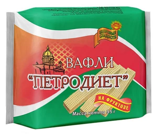 Вафли невские пт какао-шоколадные на фруктозе 95г