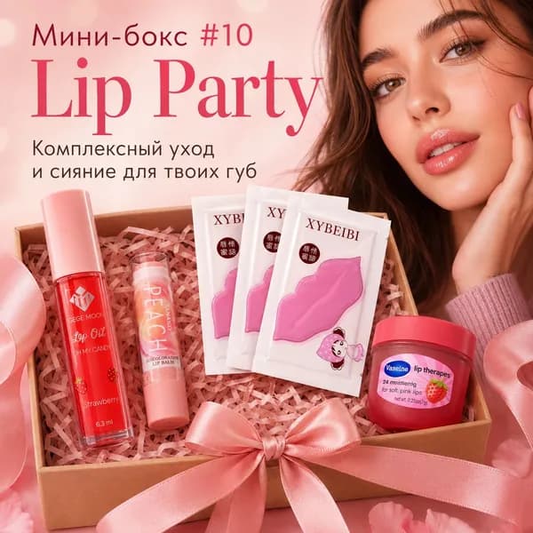 Подарочный набор уходовой косметики Lip Party, бьюти-бокс для губ, 6 предметов