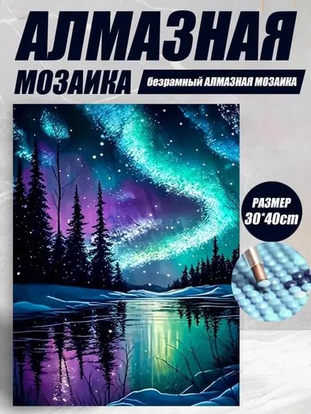 Алмазная мозаика холст "Полярная ночь" / Картина алмазная стразами