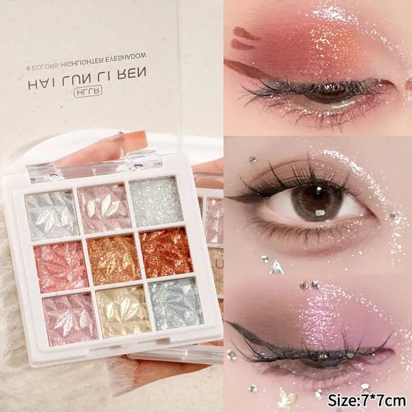 Тени для век палетка нюдовые блестящие сияющие,9 Colors