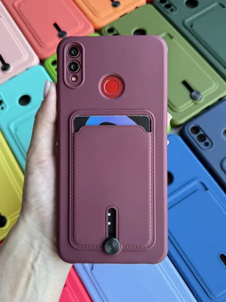 Чехол на Honor 8X бордовый с карманом