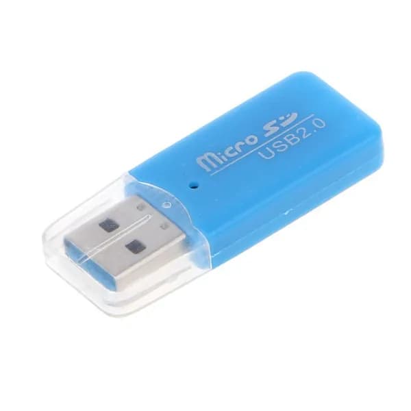 (1 шт.) Кардридер USB 2.0, полупрозрачный синий