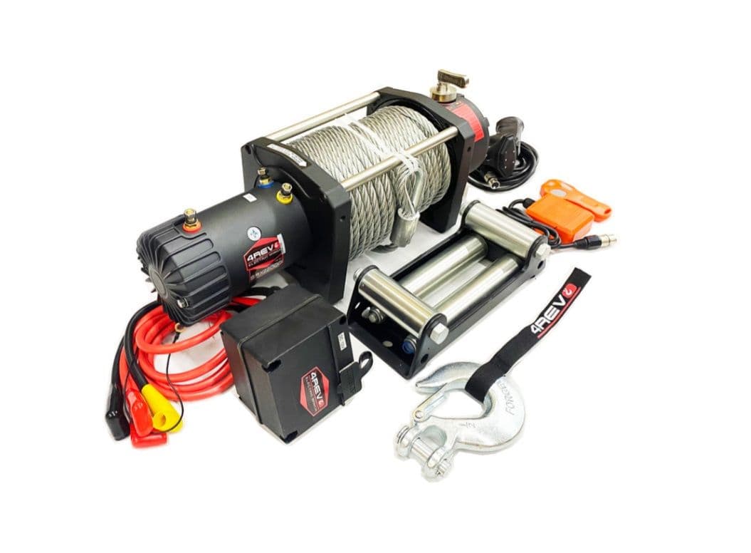 Лебедка индустриальная 12 вольт 4REVO SRX 22000LBS / 9980 кг., стальной трос, 4R-W223A-12