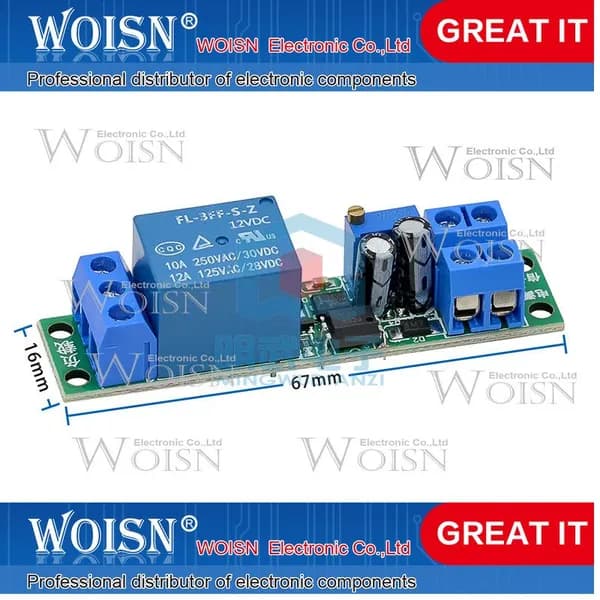 1шт 12V delay relay module car start delay switch with optocoupler signal trigger time adjustable Тип опции доставки: 12V delay relay module