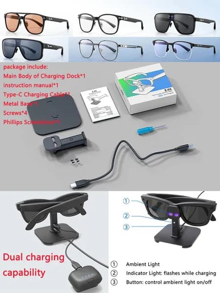 Комплект зарядной станции для очков Meta Wayfarer/Skyler/Oakley HSTN/Headliner Smart AI Glasses