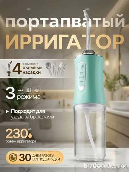 Портативный ирригатор для полости рта, 4 насадки, 3 режима, 230 мл, USB-зарядка, для ухода за зубами и деснами