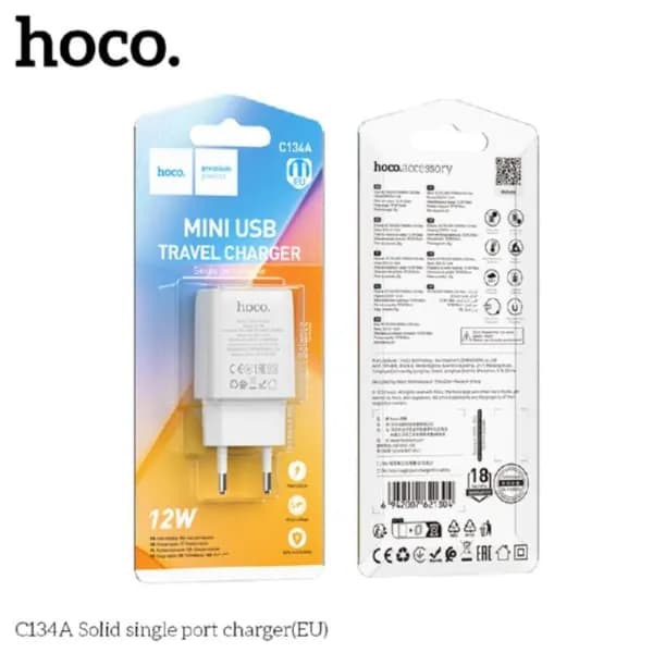 СЗУ-USB HOCO C134A 2.4A, 12W, White 6942007621304