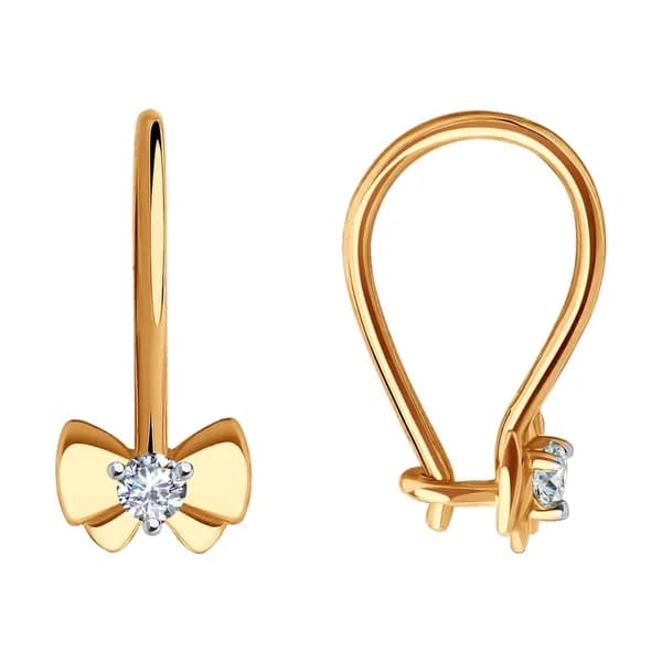 Золотые серьги DIAMANT-ONLINE с фианитом 585 пробы