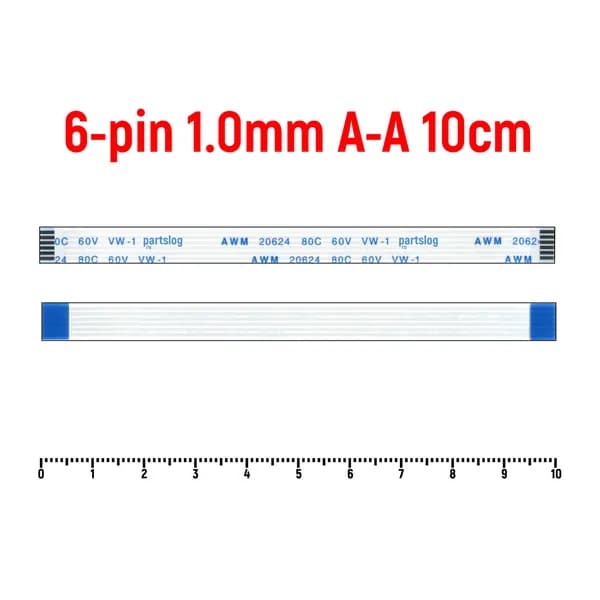 FFC Шлейф тачпада для ноутбука Acer Aspire 5750 6-pin Шаг 1.0mm Длина 10cm Прямой A-A AWM 20624 80C 60V VW-1