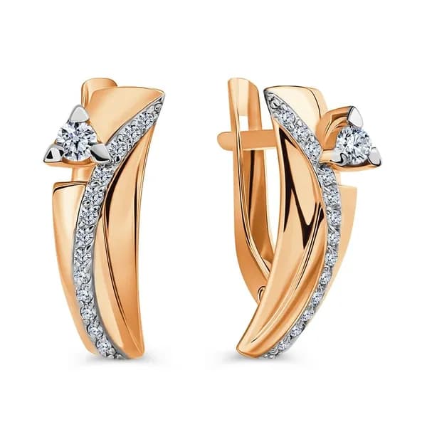 Серьги женские с фианитами из красного золота 375 пробы 585GOLD