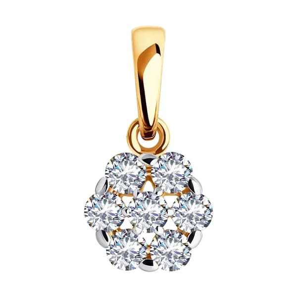 Золотая подвеска DIAMANT-ONLINE с фианитом 585 пробы