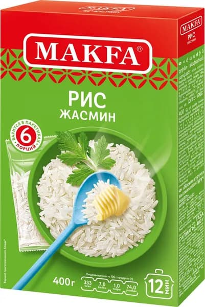 Рис Makfa Жасмин, длиннозерный, 400 г