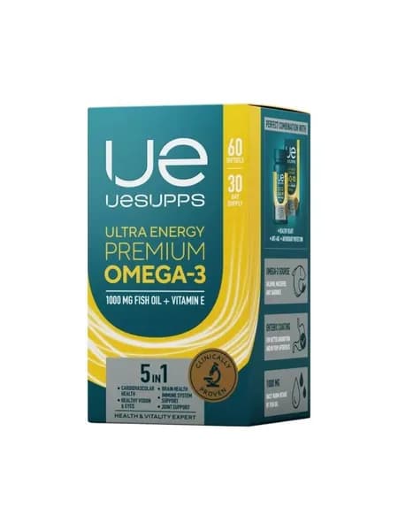 Uesupps Омега-3 рыбий жир высокой концентрации с витамином Е 60 капсул