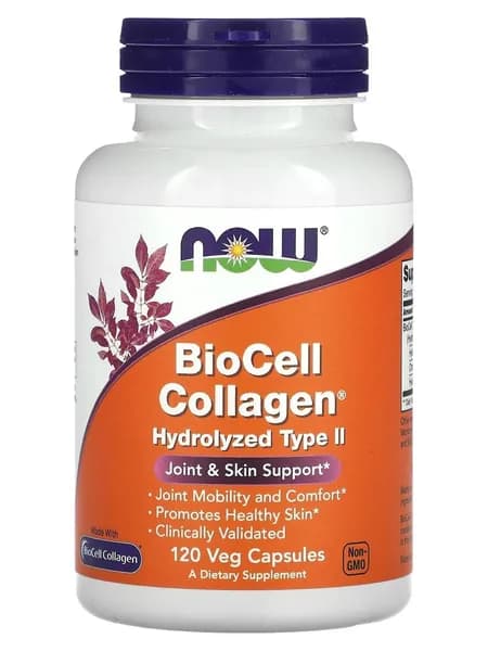 Коллаген капсулы NOW BioCell Collagen 120 капсул, гидролизованный коллаген 2 типа, гиалуроновая кислота, хондроитин