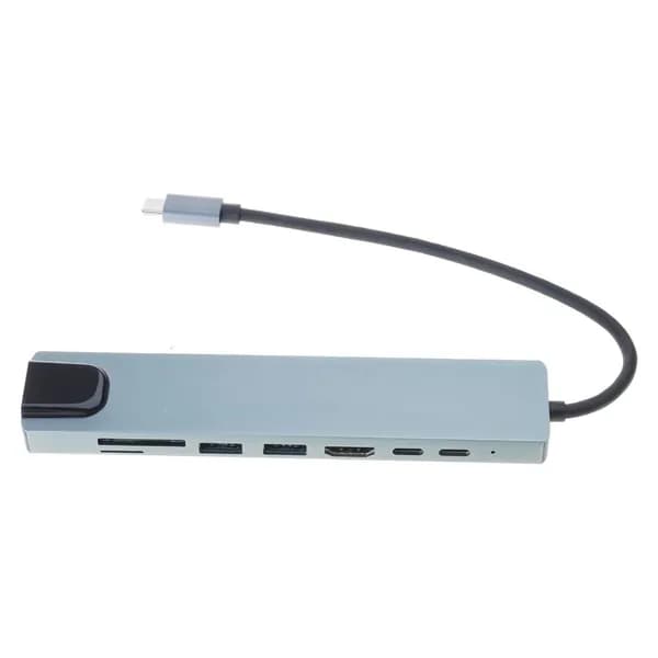 5-в-1 USB-C концентратор с Ethernet и зарядкой, Восемь в одном - Порт 1000 М