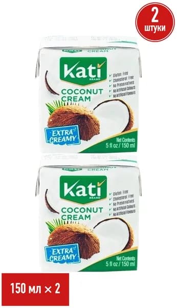 Растительный аналог сливок Kati кокосовый питьевой 150 мл, набор: 2 штуки