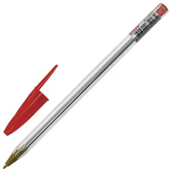 Ручка шариковая, КРАСНАЯ, линия письма 0,5 мм // STAFF "Basic Budget BP-04"