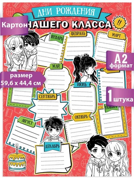 Плакат дни рождения нашего класса для школы, оформление