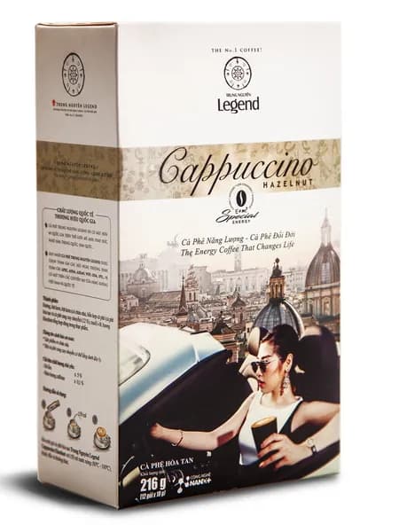 Растворимый кофе Trung Nguyen Legend капучино со вкусом лесного ореха (Hazelnut) 3 в 1 в пакетиках (12 шт.), 216 г