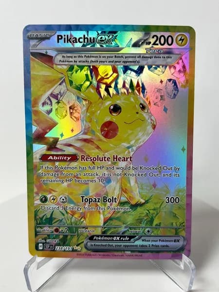 Портативные карты PKM N Настройка и прокси высококачественной фольги Pikachu ex Surging Sparks#238