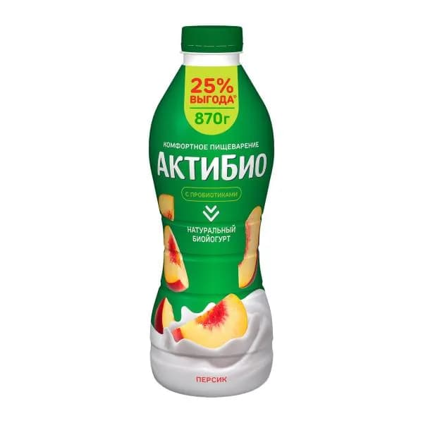 Биойогурт питьевой Актибио персик 1.5% 870г