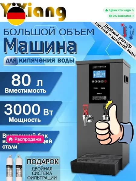 Портативный чайник для ресторанов, с таймером, электронное управление, SKU137, 80 литров, два выхода для горячей и холодной воды, проточный, погружной