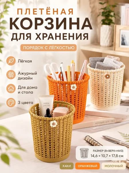 Корзина для хранения длина 17.8 см, ширина 10.7 см, высота 17.8 см.